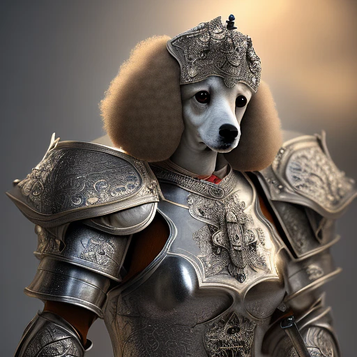 银色骑士：杏色贵宾犬的盔甲肖像