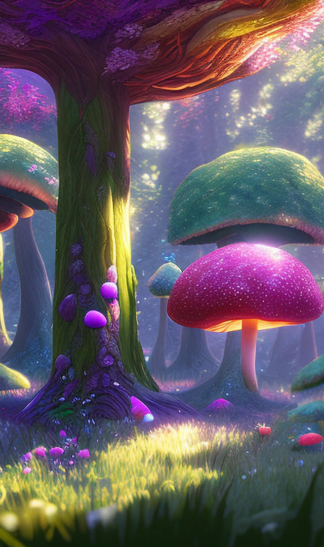 梦幻森林：彩色蘑菇树