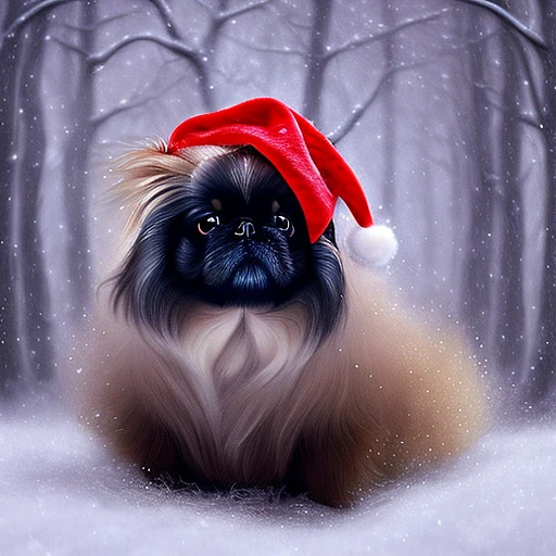 圣诞兔与北京狗的艺术幻想