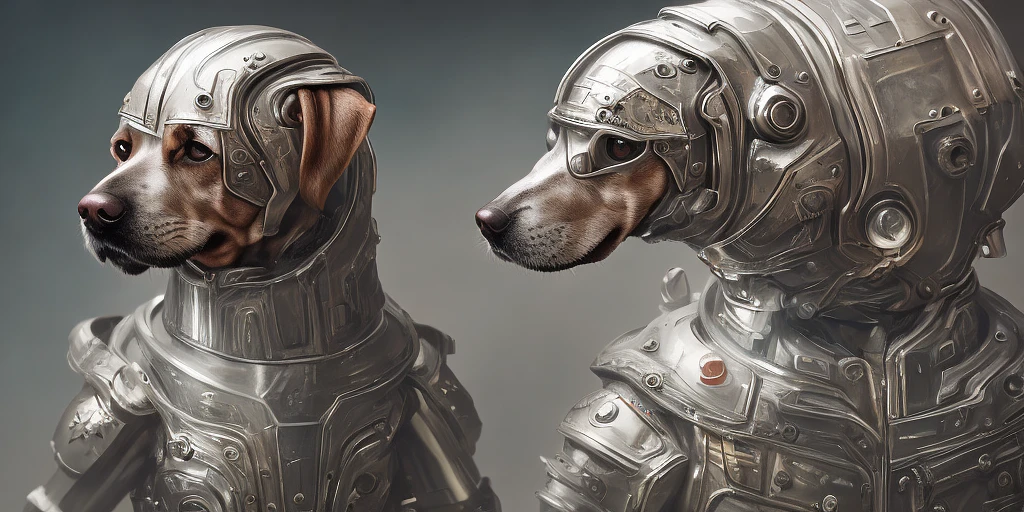 科幻猎犬：精细盔甲，复杂设计，4k影像