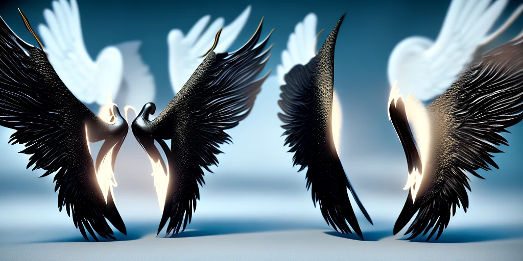 黑翼天使，艺术渲染，HQ 8K