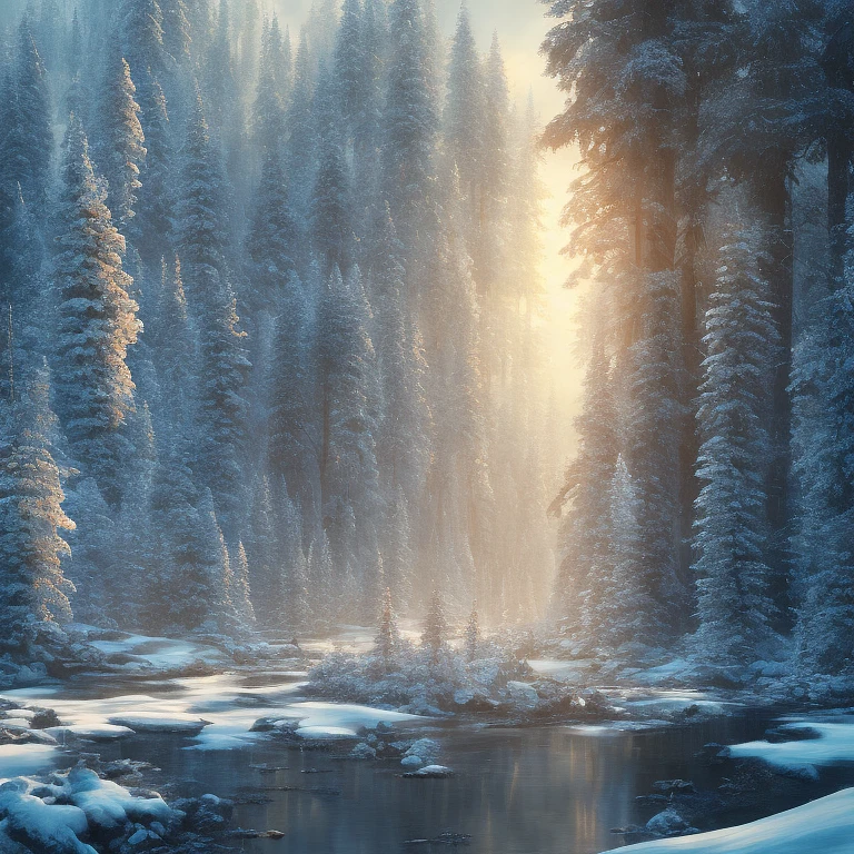 冬日河流：极致细节与超现实艺术