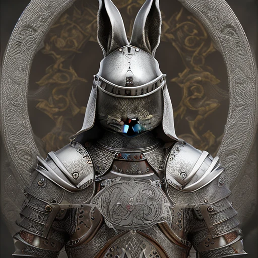 银色兔骑士：精细盔甲，复杂设计