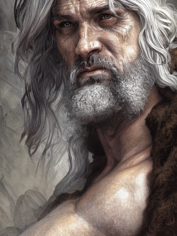 北欧战神：银发英俊肌肉男