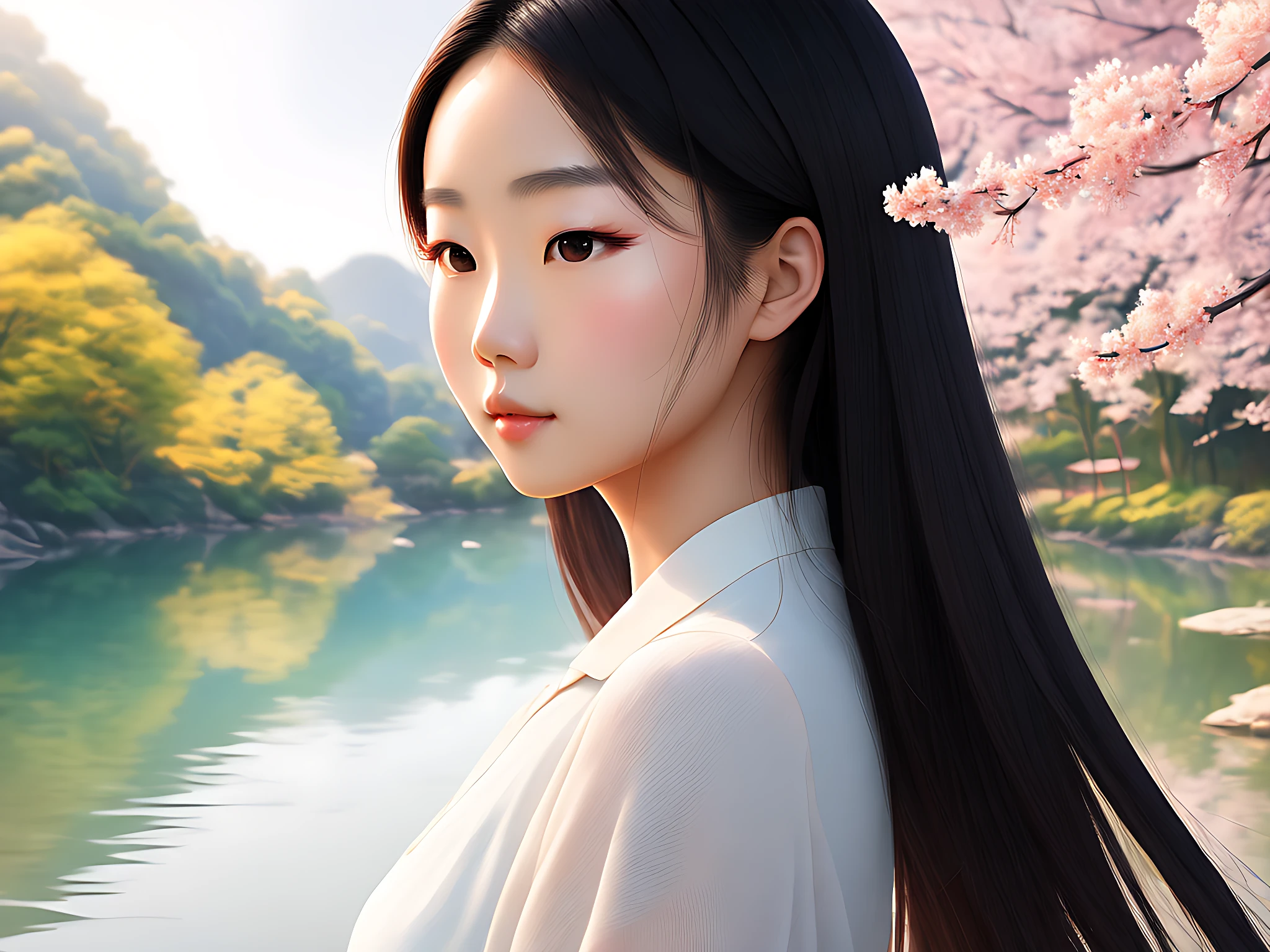 亚洲女性自然优雅：一幅惊艳杰作