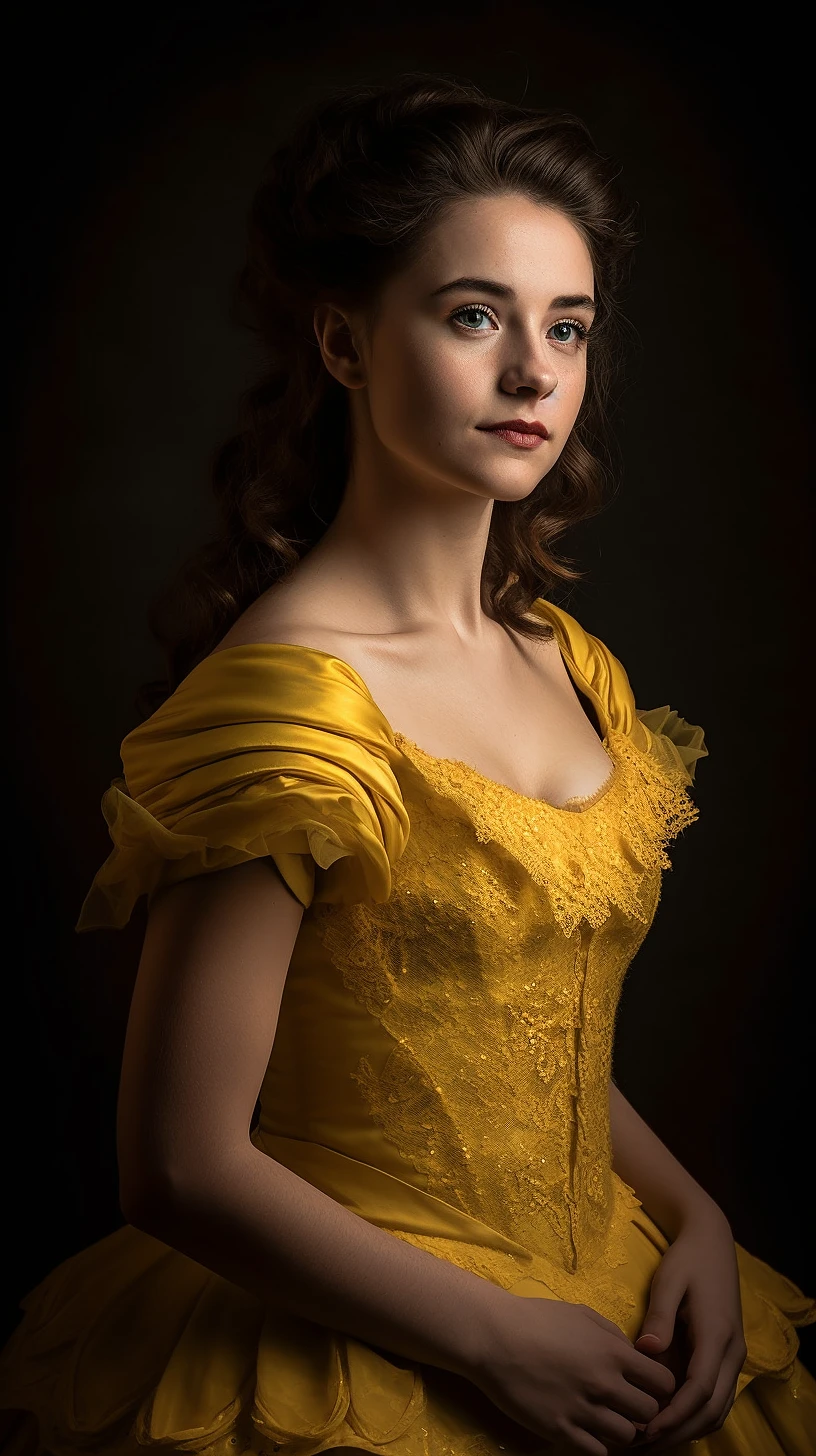 精美公主肖像，黄裙细节清晰，获奖高清照片