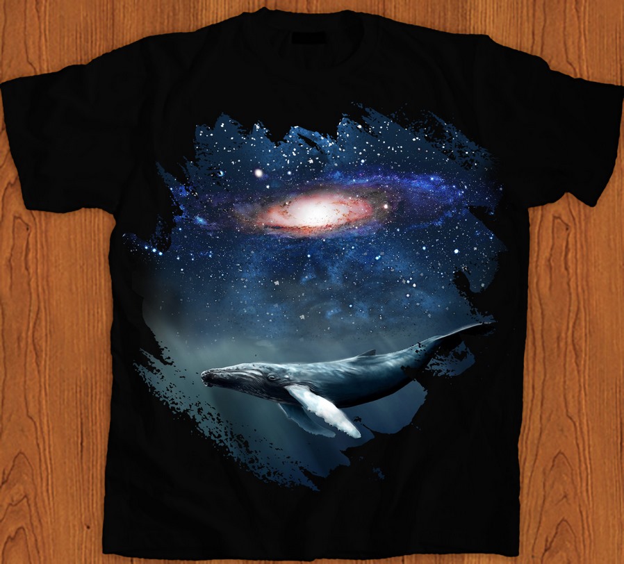 T恤印花业务创意太空鲸设计