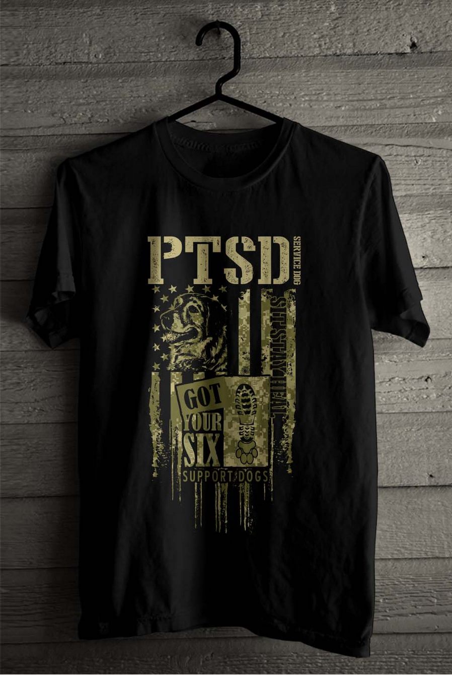 资深PTSD服务犬筹款活动T恤设计