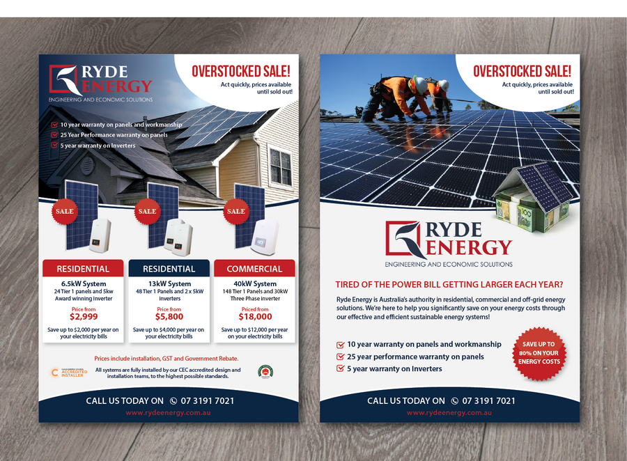 Ryde能源住宅太陽系銷售信箱傳單