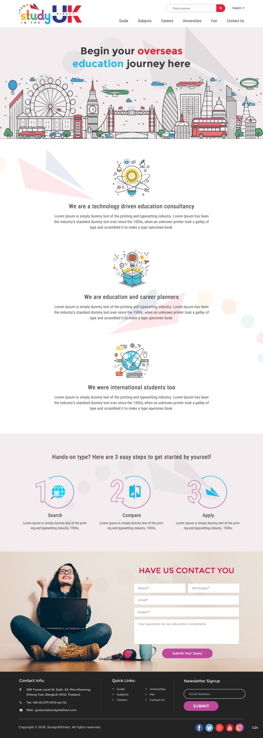 StudyUKDirect網頁設計項目