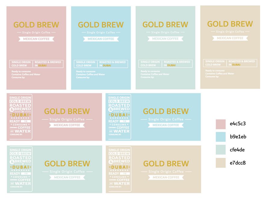 冷冲泡咖啡瓶标签“GOLD BREW”